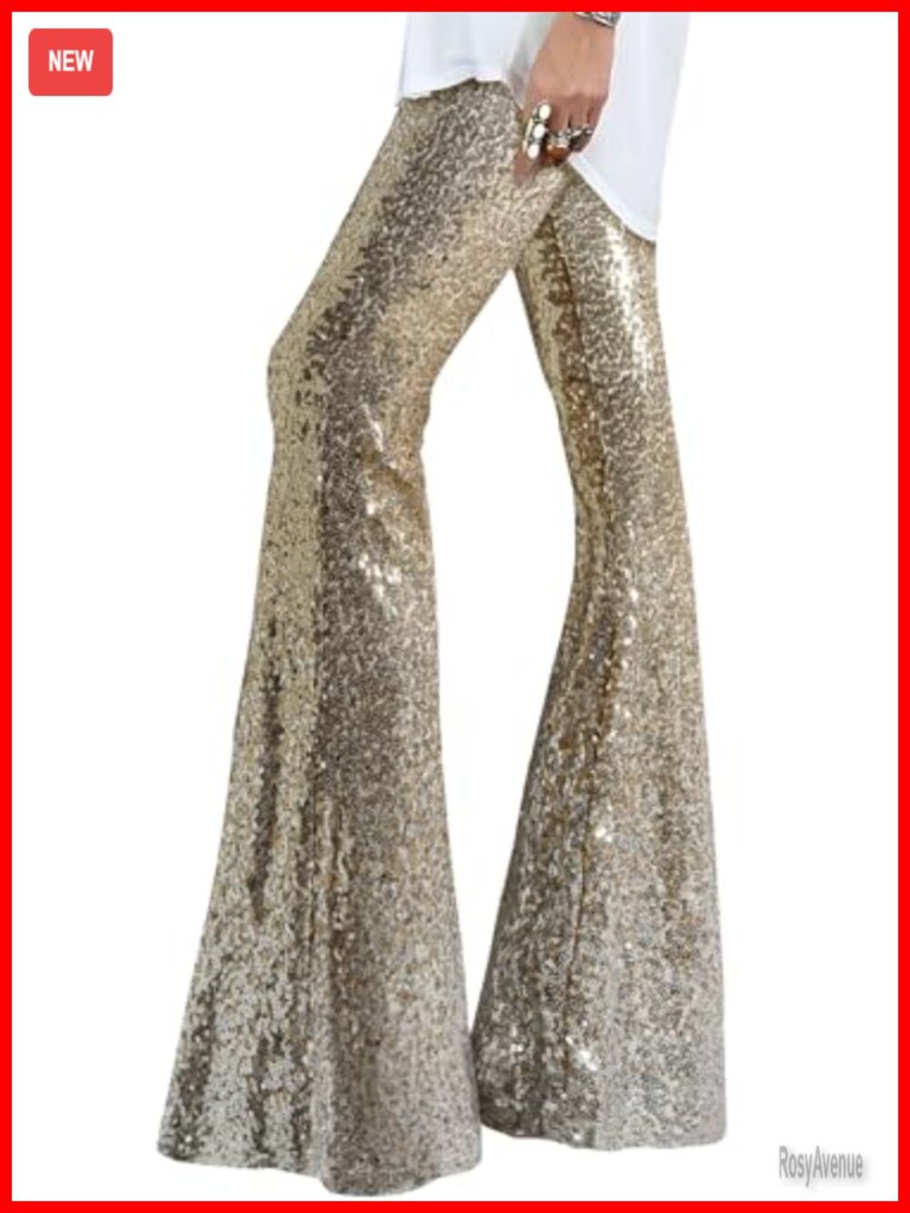 Women Sequin High Waisted Wide Leg Flare Pants Night Out Clubwear